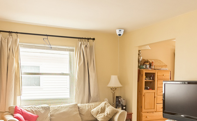 Dome Security Camera in Living Room