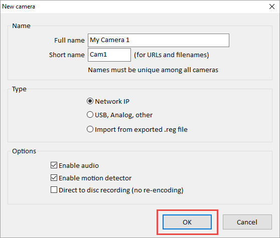 Camera Settings on Security Camera Viewer