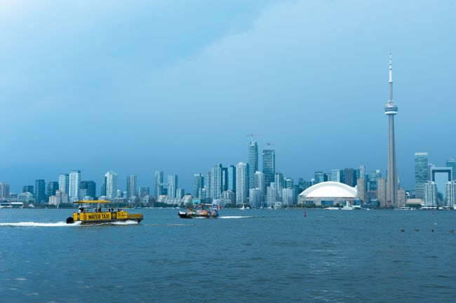 Ontario sea coast in the summer with boats