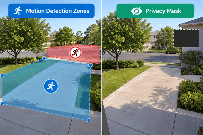 Security Camera Privacy Zones vs Detection Zones
