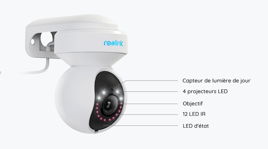 E1 Outdoor Reolink Caméra WiFi 5MP PTZ avec Détection Intelligente