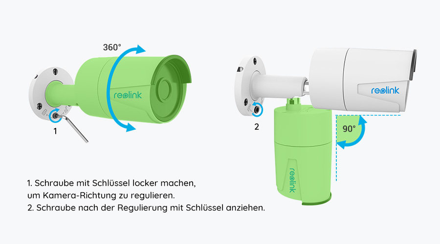 PoE IP Kamera - Richtungseinstellung