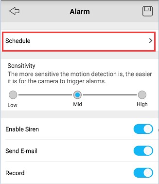 Motion Detection Schedule