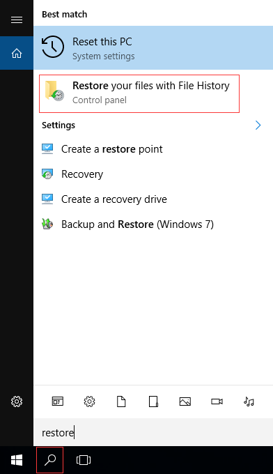 Restore Files with File History