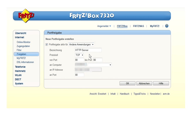 IP-Kamera-Fernzugriff mit Fritzbox