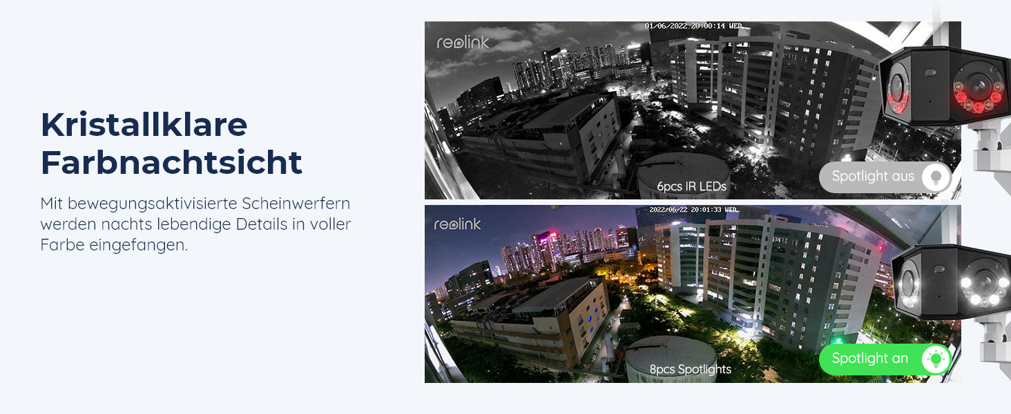Reolink Duo 2 Serie – 180° Panoramavideo in 4K-Vollfarbe bei Nacht