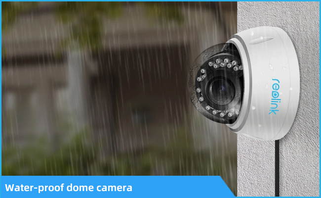 the pictures shows that dome camera are water-proof and working well in the rain