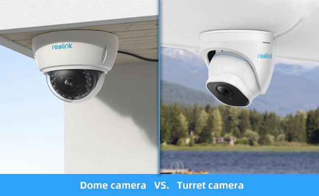 the comparasion of dome security camera and turret security camera