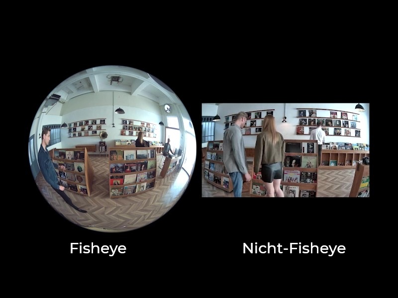 Vergleich von Fisheye Kamera und Nicht-Fisheye-Kamera