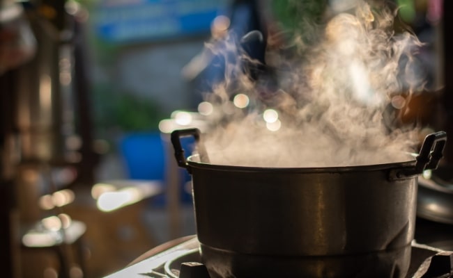 steam from boiling water