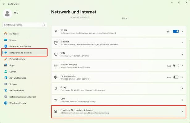 Netzwerk und Interneit - Erweiterte Netzwerkeinstellungen