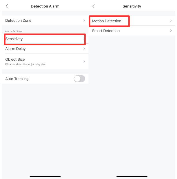 UI of Motion sensitivity in Reolink app